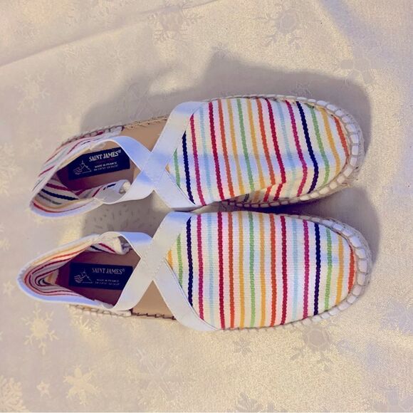 Saint James Espadrilles Boat Shoes Rainbow Nautical Sz 9 NWOT Gorgeous - Picture 5 of 8